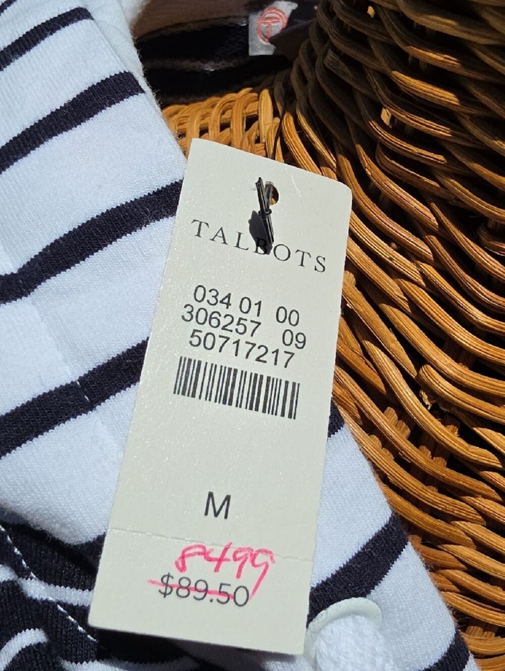 NWT T by Talbots White Navy Striped Zip Hoodie with Red Accent Size Large - Picture 2 of 7